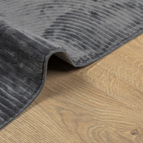 Gulvtæppe IZA 100×200 cm - kort luv, skandinavisk look, antracitgrå