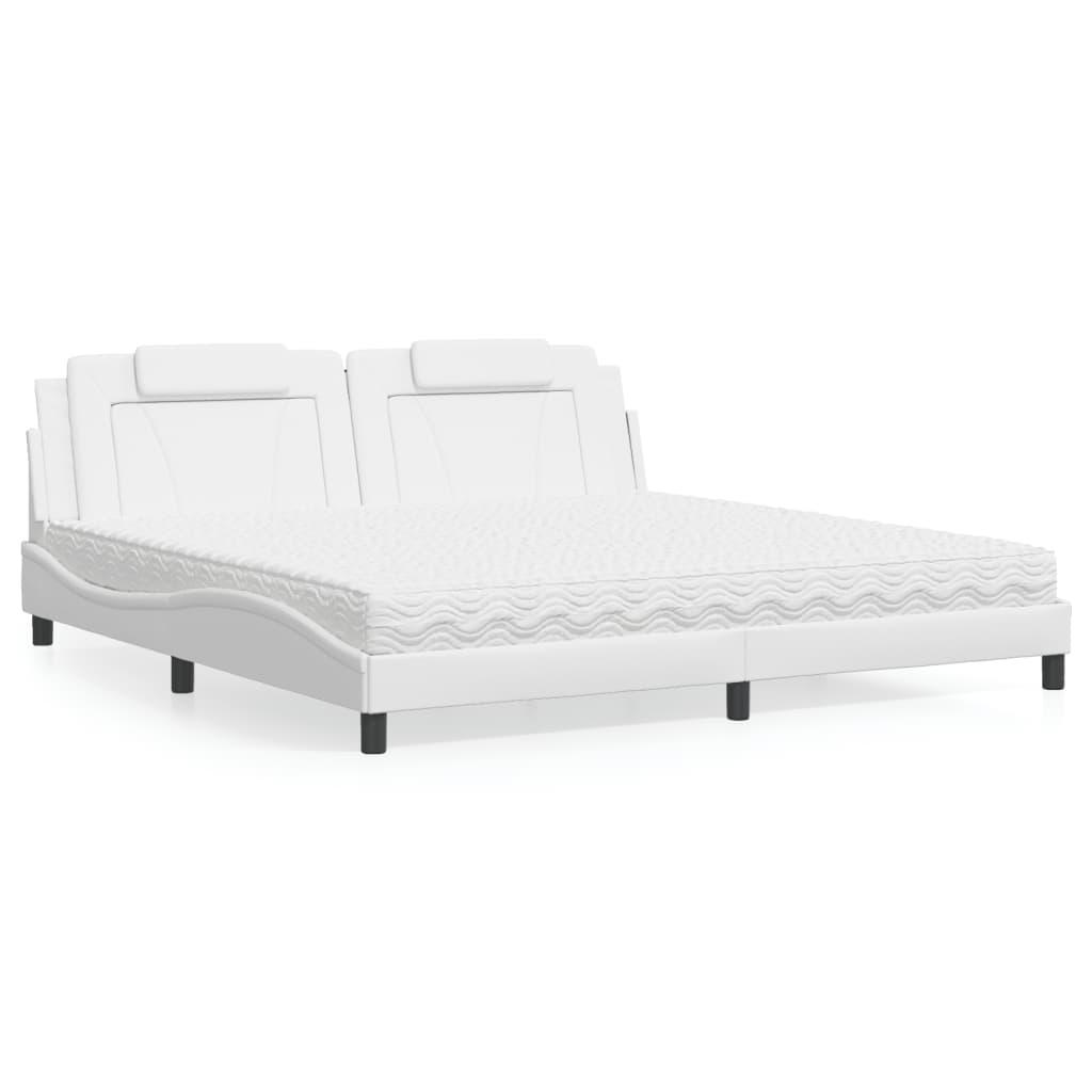 Seng Viana med madras 200x200 cm kunstlæder hvid