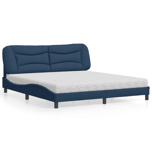 Seng med madras Hvar 180×200 cm - stof, blå