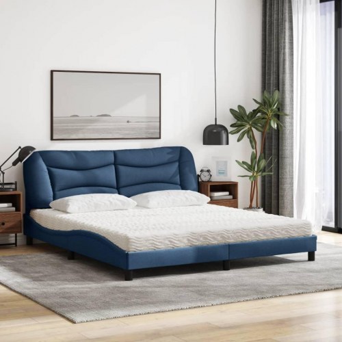 Seng med madras Hvar 180×200 cm - stof, blå