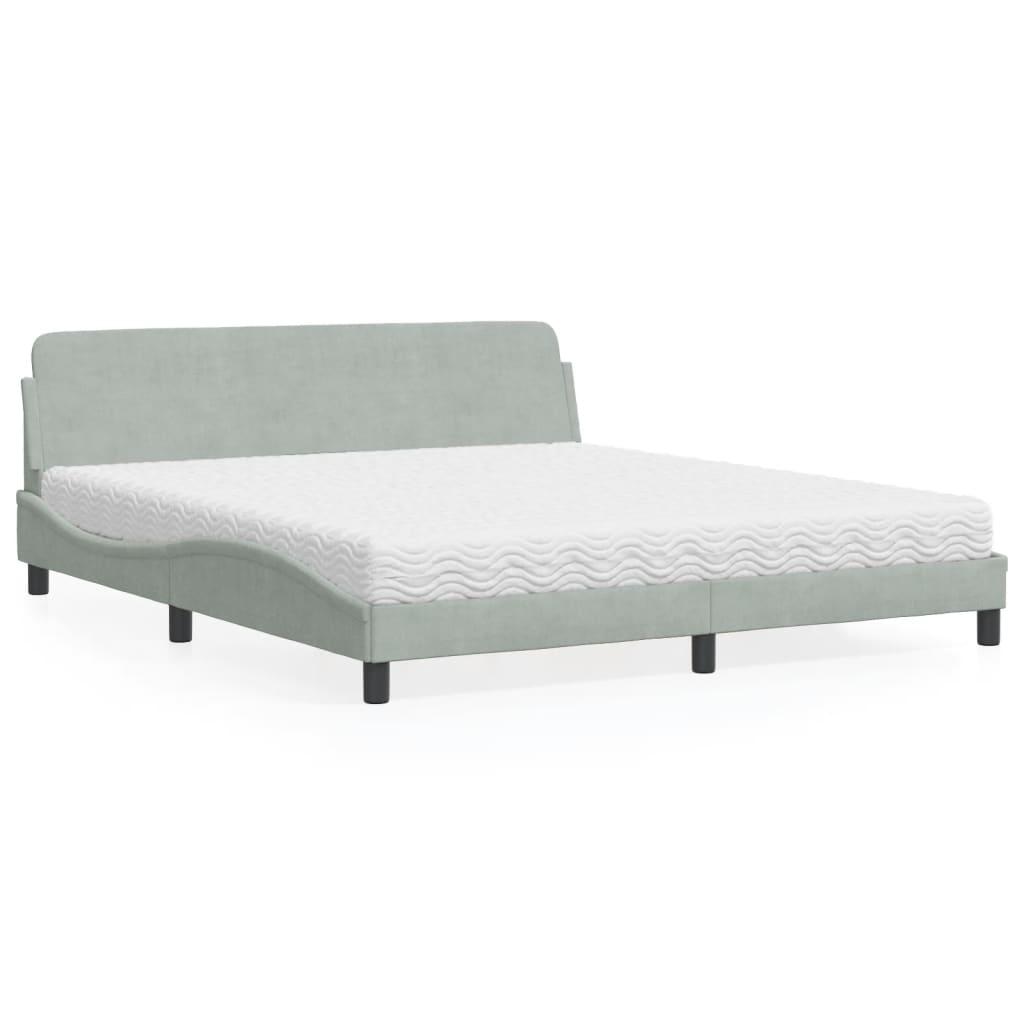 Seng med madras Dover 180x200 cm velour lysegrå