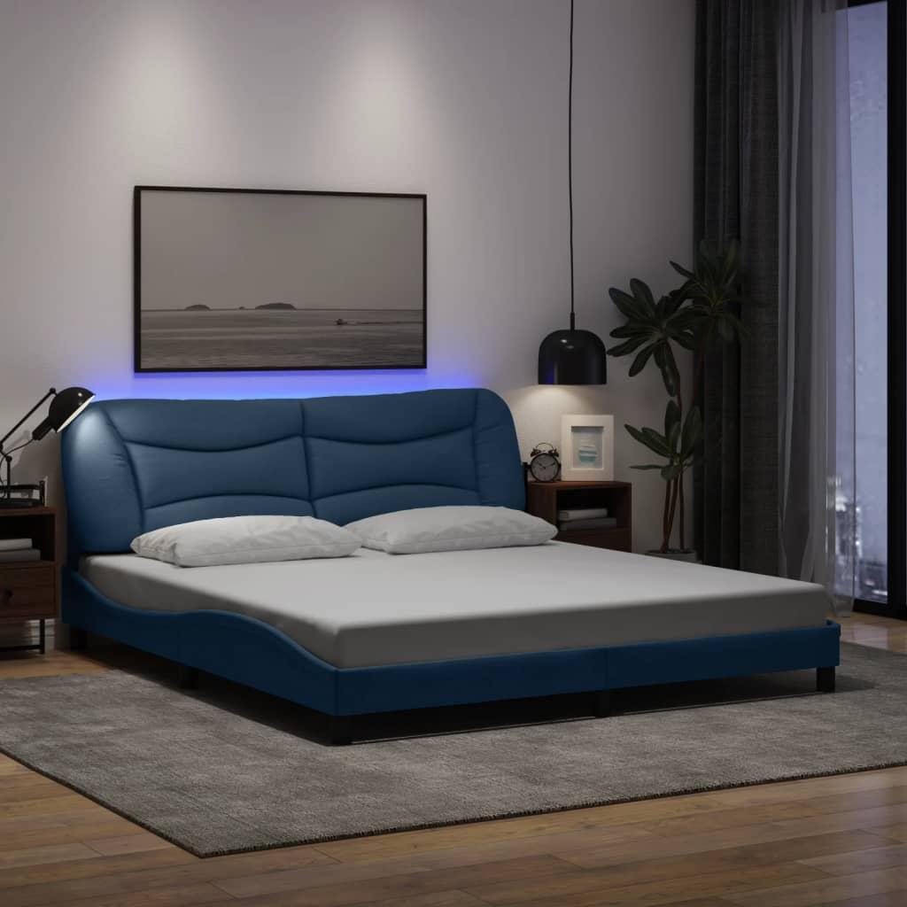 Sengeramme med LED uden madras Hvar 180x200 cm stof blå