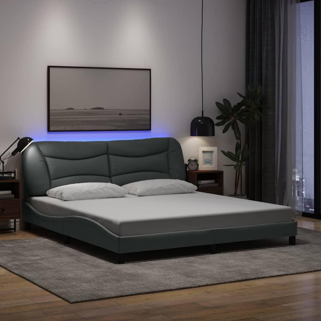 Sengeramme med LED uden madras Hvar 180x200 cm stof grå