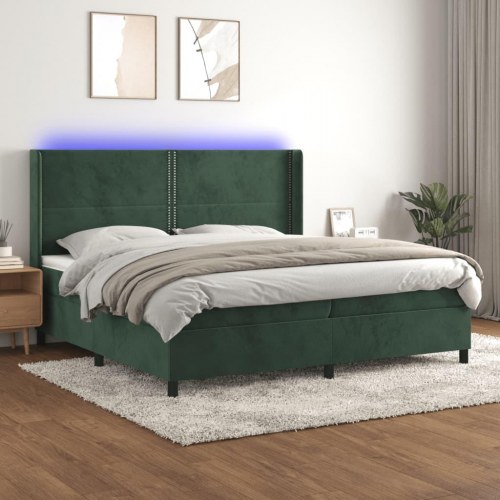 Kontinentalseng i fløjl med LED-lys 200 x 200 cm - mørkegrøn