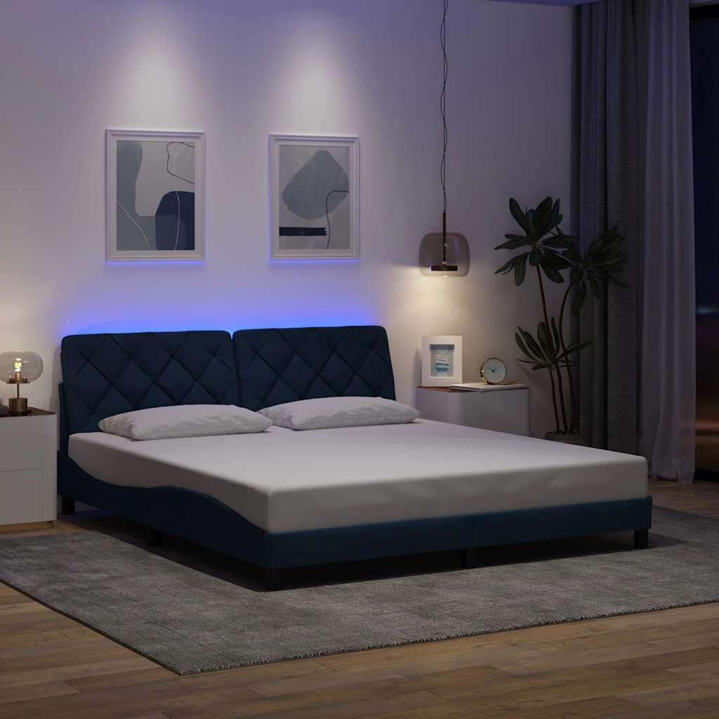 Sengeramme med LED 180 x 200 cm uden madras - blå