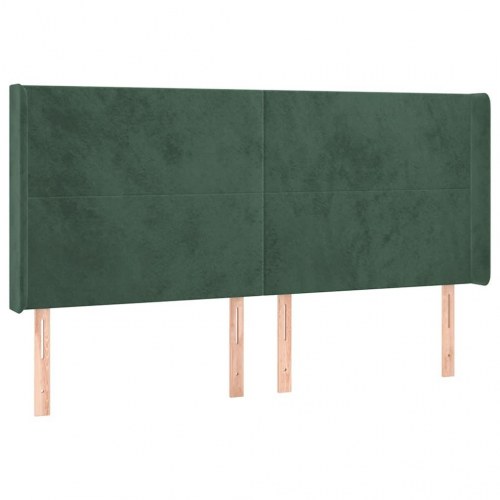 Kontinentalseng med LED-lys 180×200 cm - fløjl, mørkegrøn