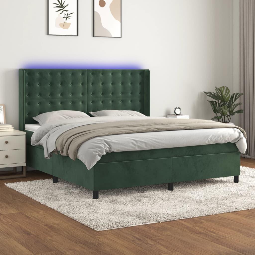 Kontinentalseng med LED-lys - 180 x 200 cm, fljl mrkegrn