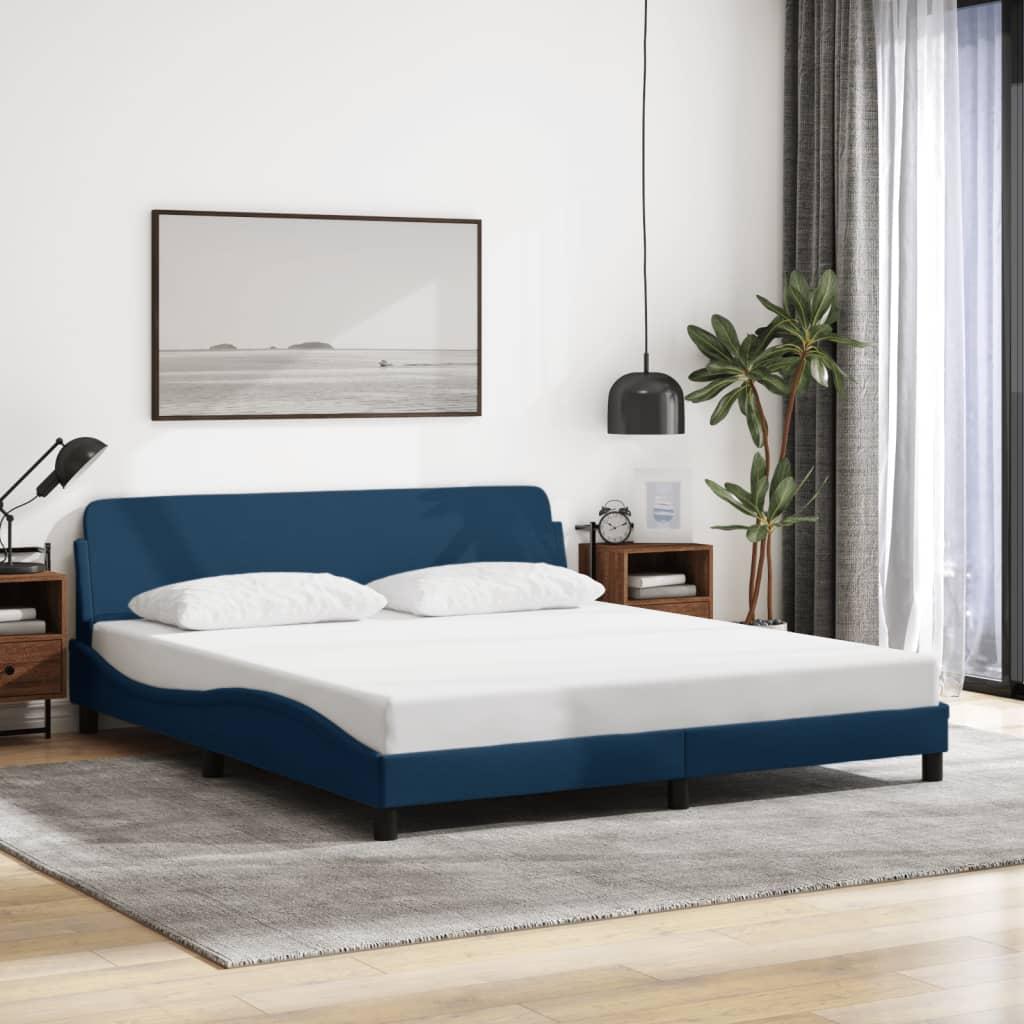 Sengeramme med sengegavl Dover Blå 180x200 cm Stof