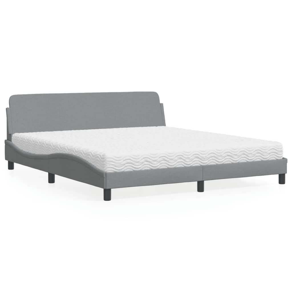 Seng med madras Dover 180x200 cm stof lysegrå