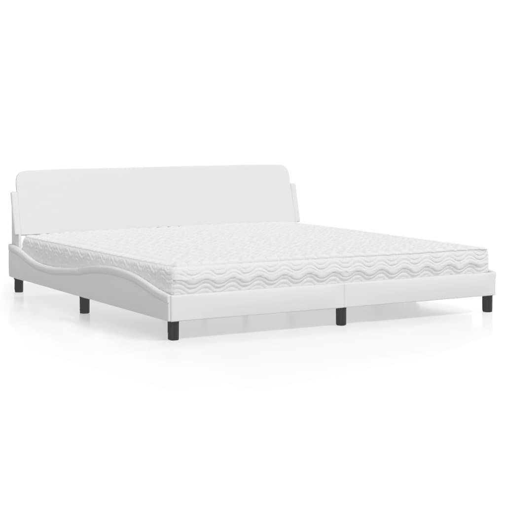 Seng med madras Dover 200x200 cm kunstlæder hvid