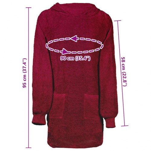 Tæppe-hoodie KINN - rød, L