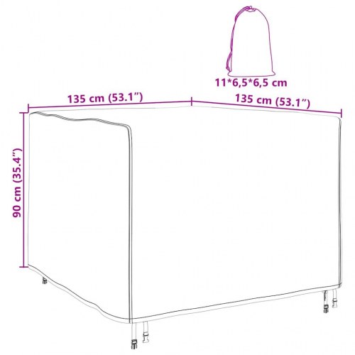 Møbelovertræk i sort 210D oxford - 135 × 135 × 90 cm