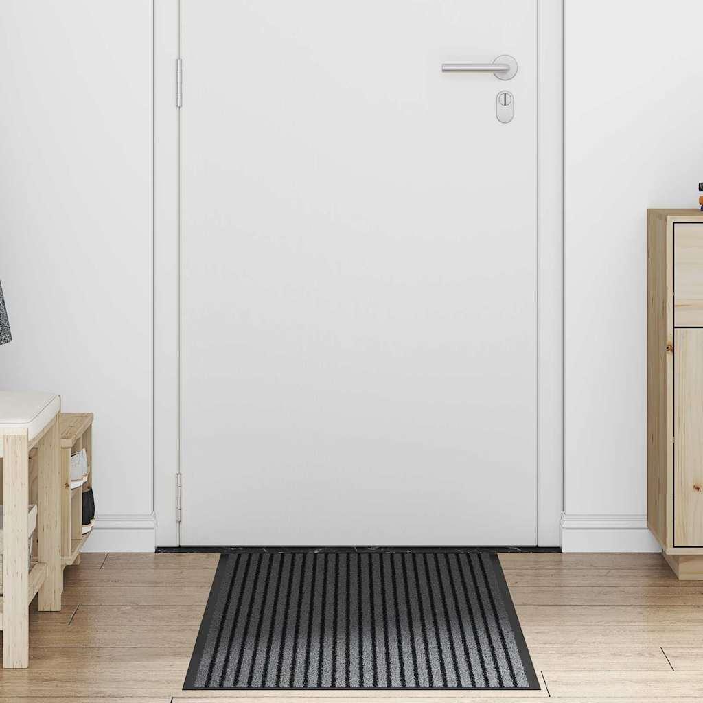 Dørmåtte Stribet Sort og grå 60 x 150 cm Polypropylen og PVC