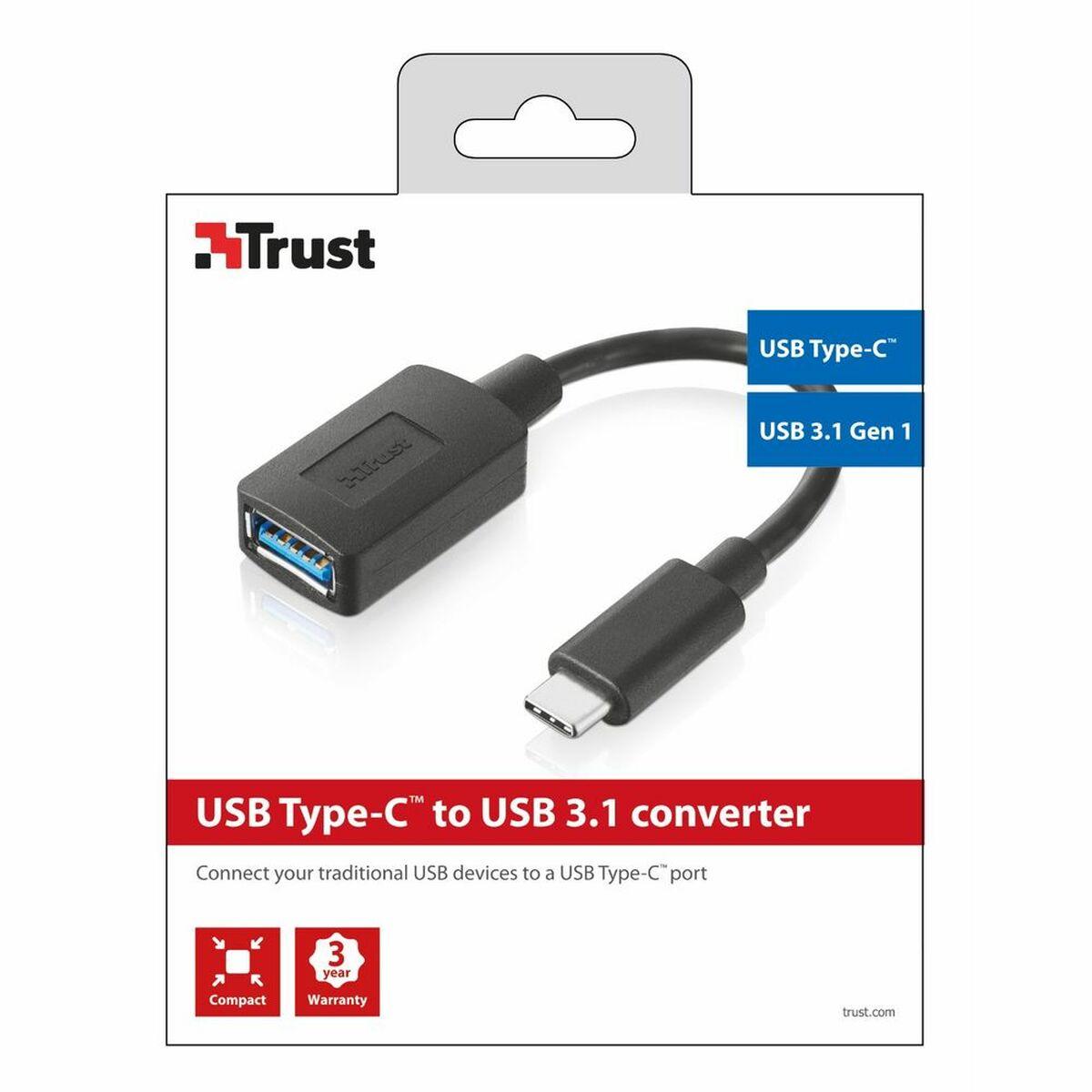 USB C adapter kabel Trust - USB A til USB C, sort billede