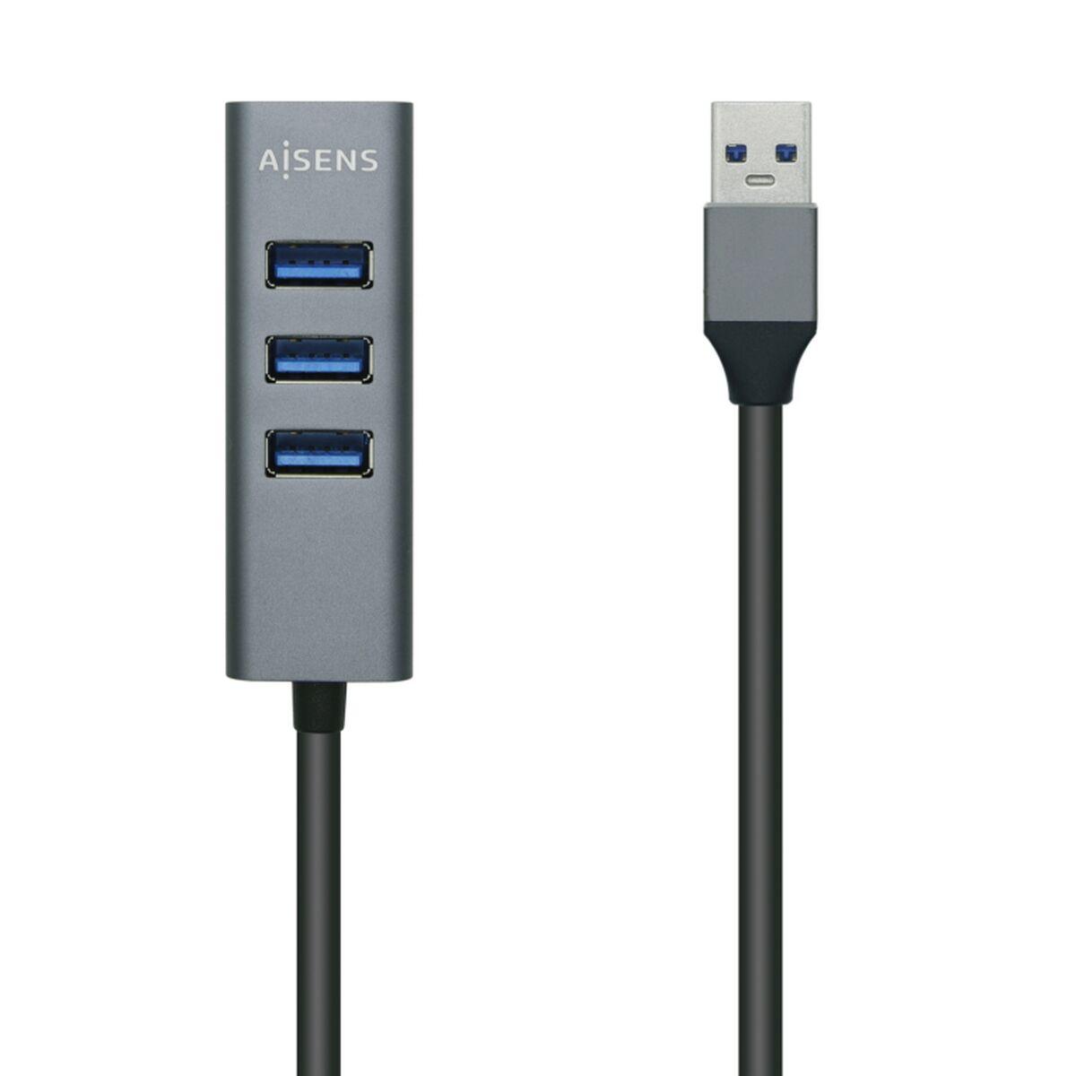 Aisens USB hub A106-0507 - 4x USB-A 3.2 Gen 1, grå aluminium