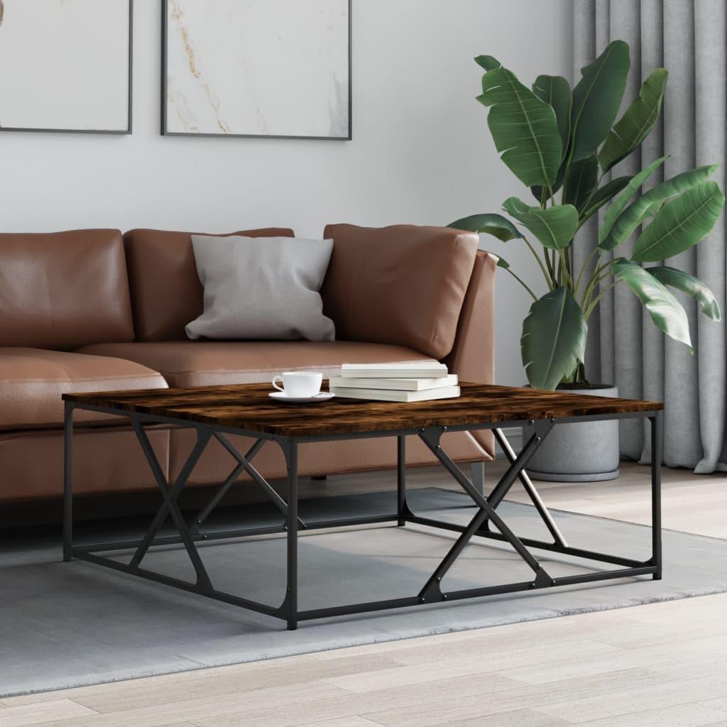 Sofabord 100x100x40 cm konstrueret trÃ¦ rÃ¸get egetrÃ¦sfarve