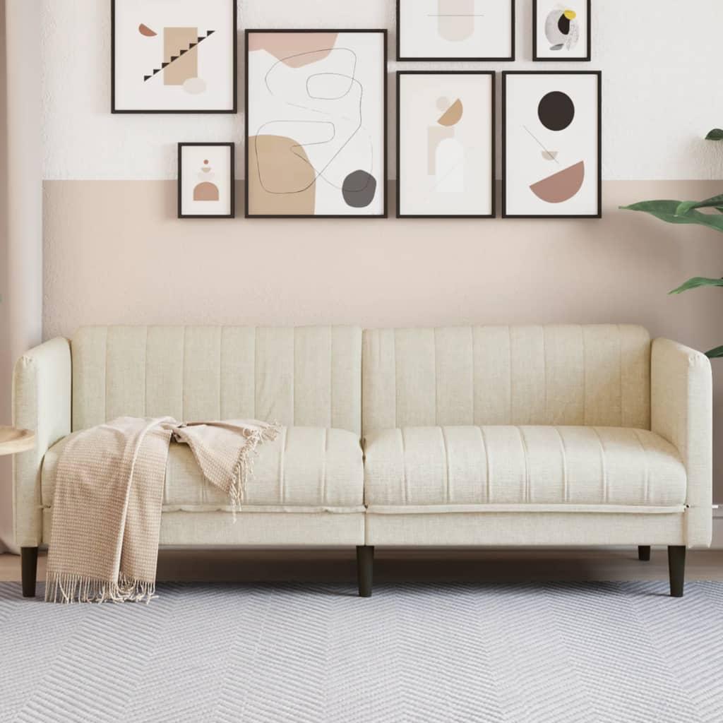 3-personers sofa i hør - elegant stofsofa i lys natur