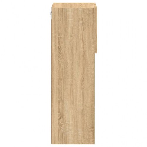 Væghængte tv-borde med LED-lys, 2 stk. - 30,5×30×90 cm, sonoma-eg