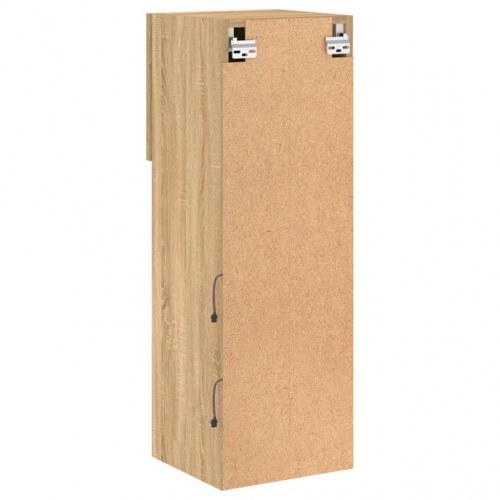 Væghængte tv-borde med LED-lys, 2 stk. - 30,5×30×90 cm, sonoma-eg