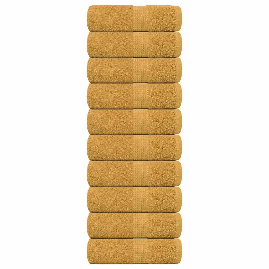 Gæstehåndklæder 10stk. 30x50cm 360g/m2 100 % bomuld guldfarvet