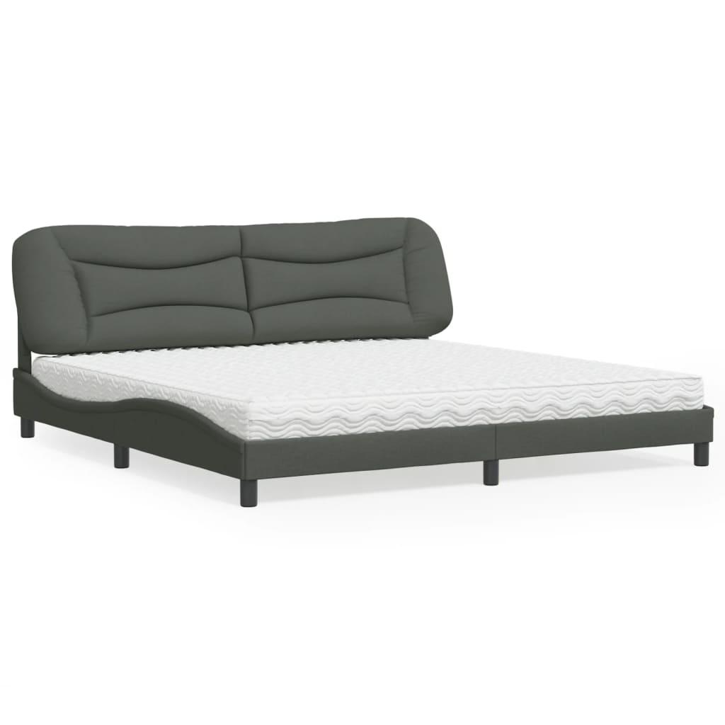 Seng med madras Hvar 200x200 cm - stof, mørkegrå