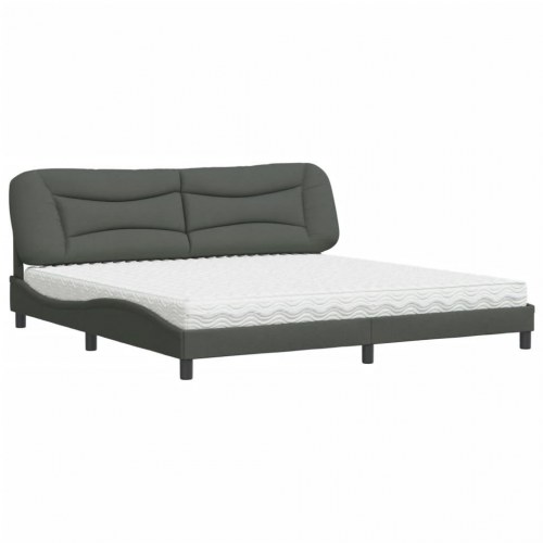 Seng med madras Hvar 200x200 cm - stof, mørkegrå