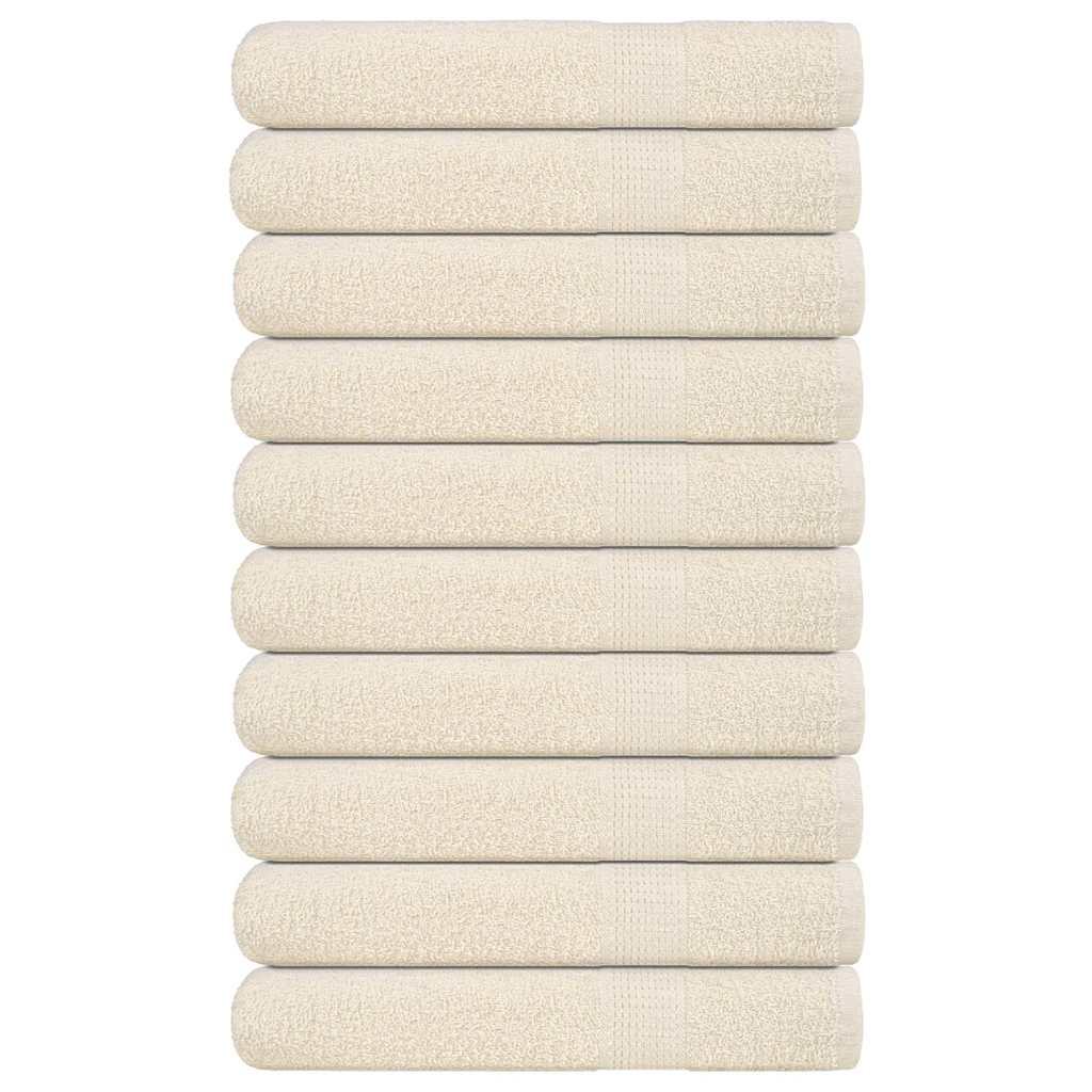 Håndklæder 10 stk. 100x200 cm 360 g/m2 100 % bomuld cremefarvet