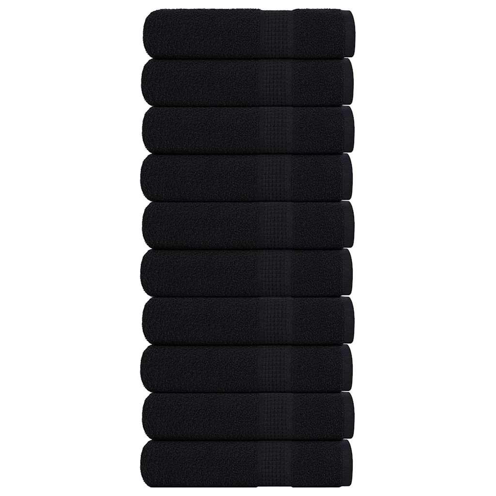 Håndklæder 10 stk. 50x100 cm 360 g/m2 100 % bomuld sort