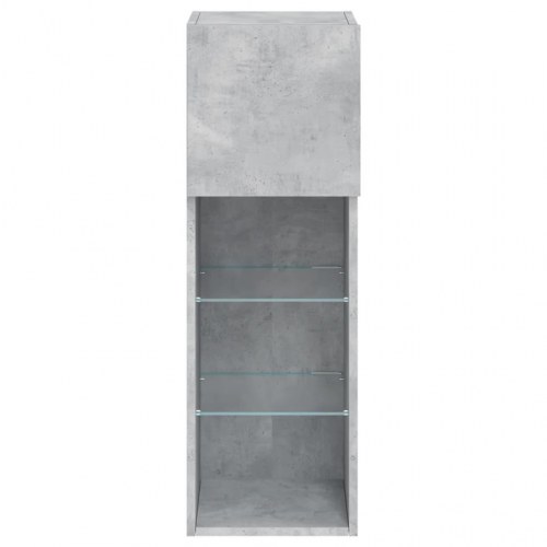 Tv-borde 2 stk. med LED-lys - 30,5 × 30 × 90 cm, betongrå