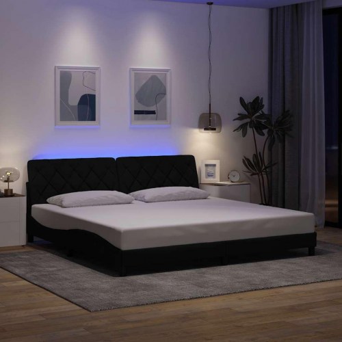 Sengeramme med LED uden madras 200x200 cm stof sort