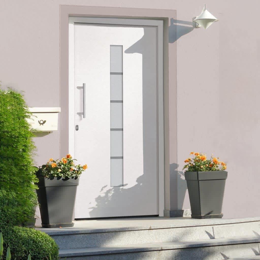 Hoveddør 100x210 cm aluminium og PVC hvid