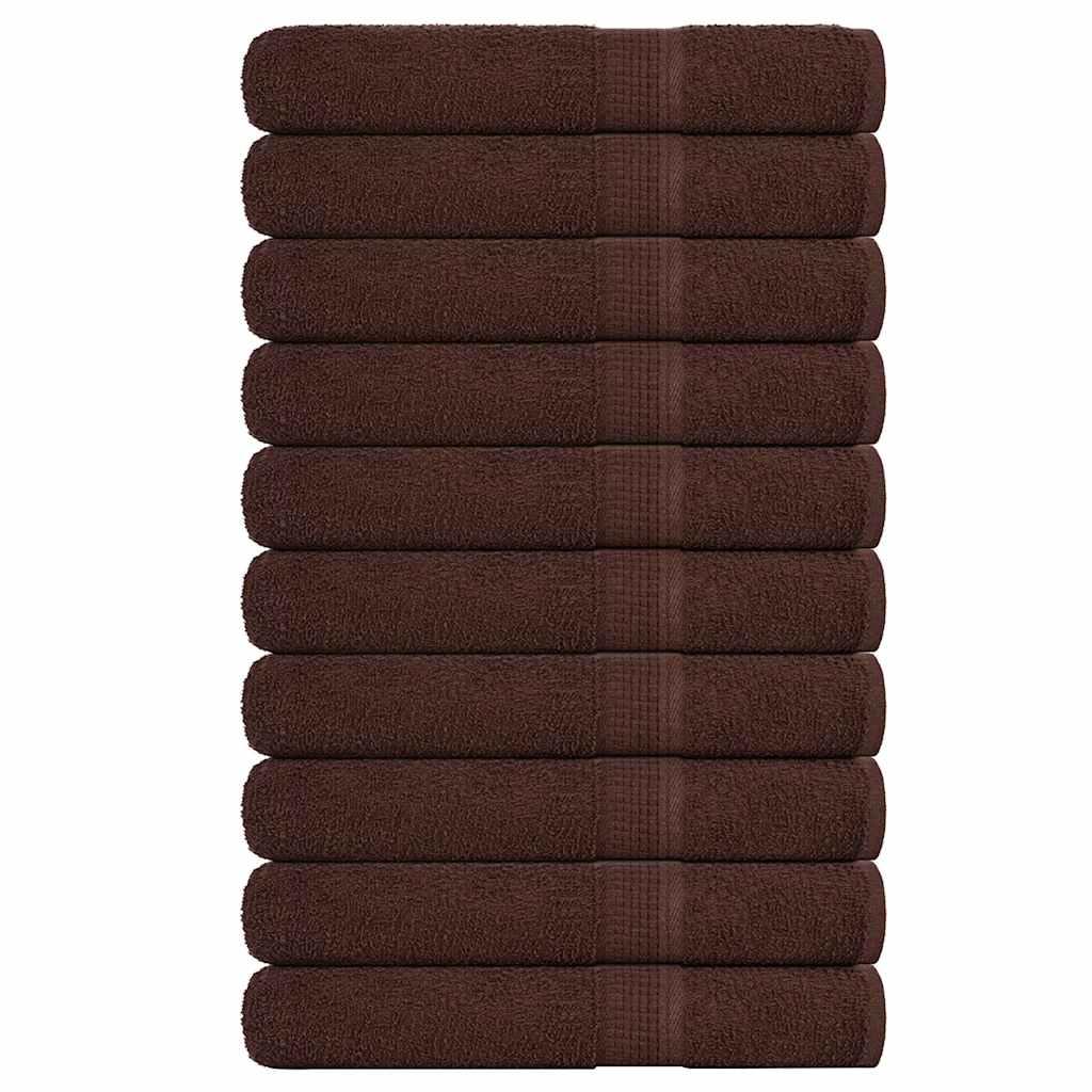 Håndklæder 10 stk. 100x200 cm 360 g/m2 100 % bomuld brun