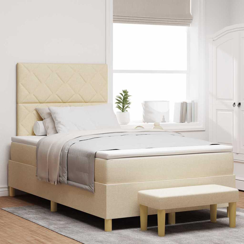 Kontinentalseng med madras Creme 120 x 190 cm Stof
