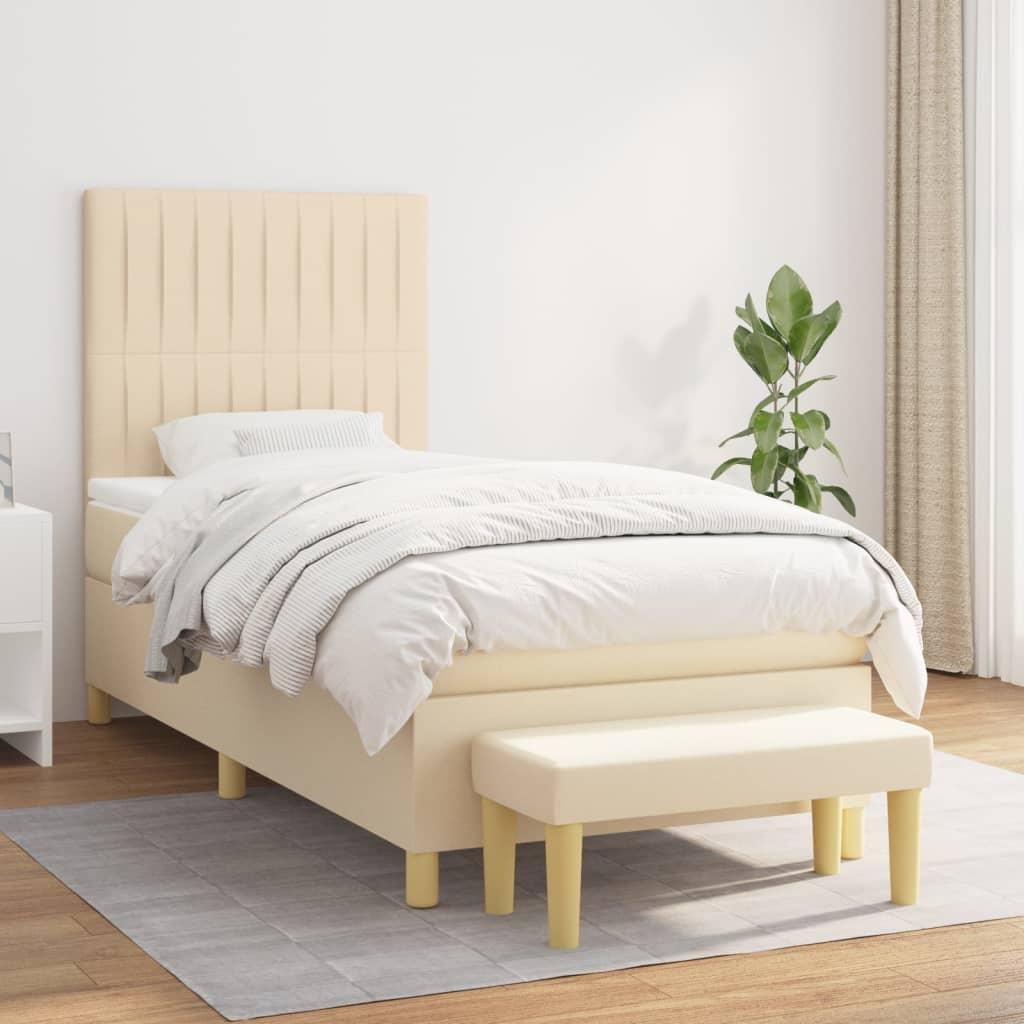Kontinentalseng med madras 100×200 cm - stof, cremefarvet