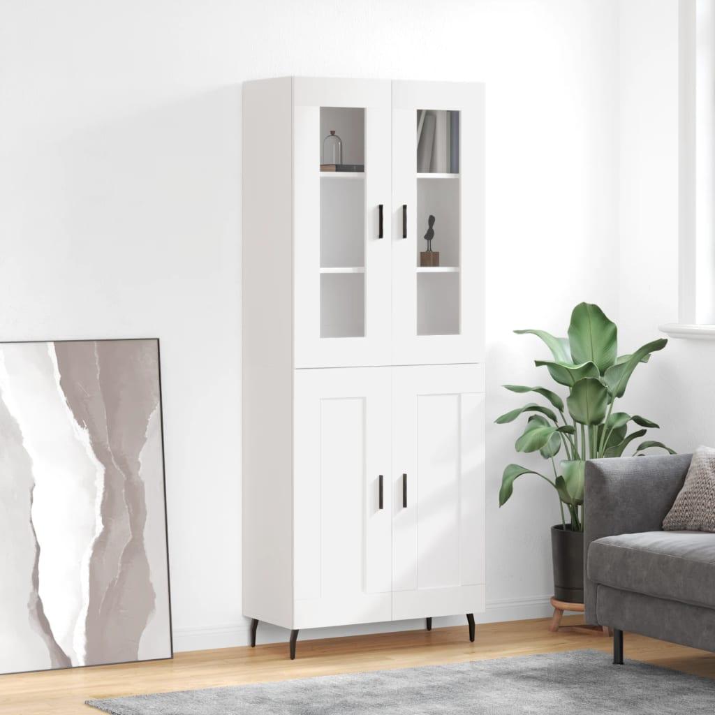 Højskab 69,5x34x180 cm konstrueret træ hvid