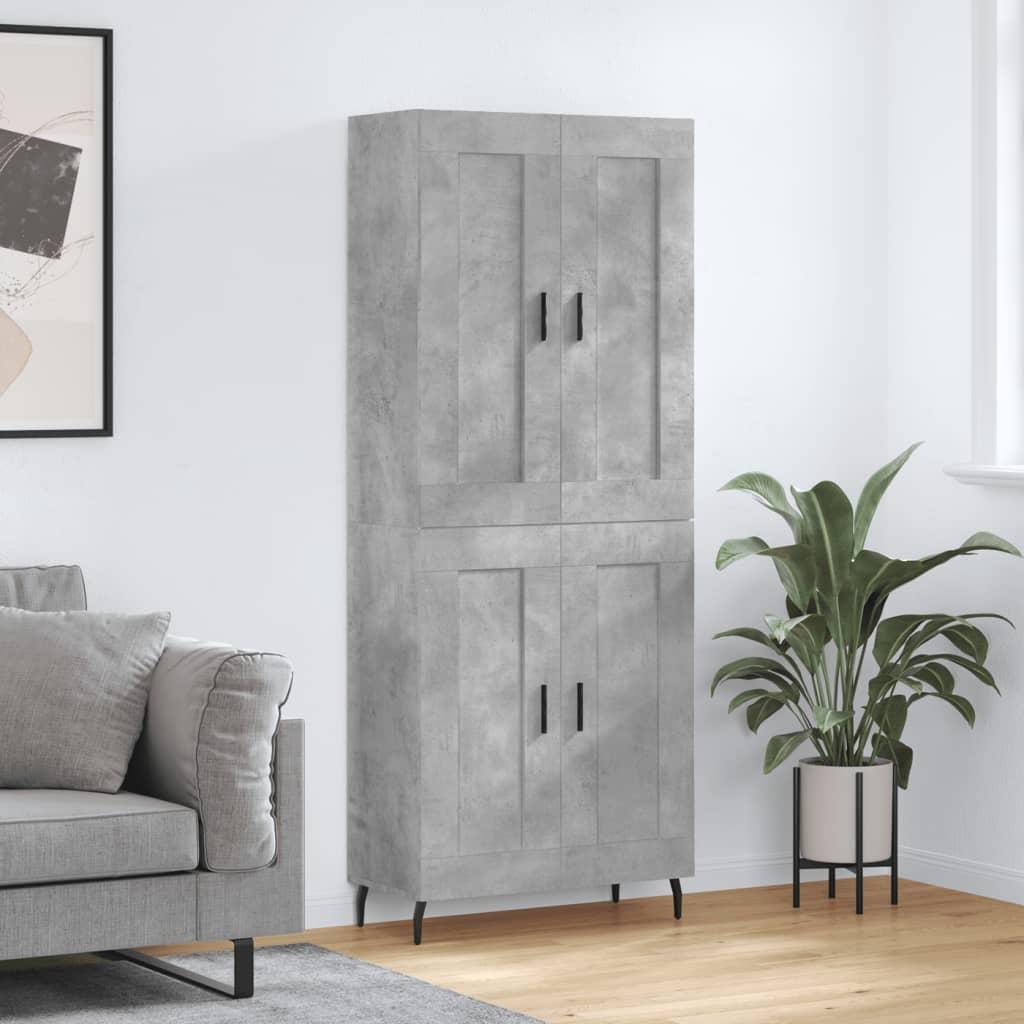 Højskab 69,5X34X180 Cm Konstrueret Træ Etræsfarve - Betongrå / 2 trælåger