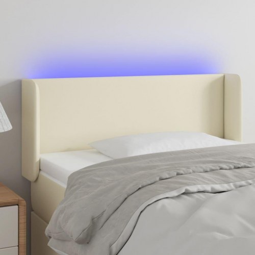 Sengegavl med LED-lys 103 x 16 x 78/88 cm - cremefarvet