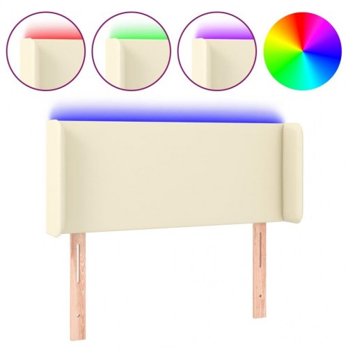 Sengegavl med LED-lys 103 x 16 x 78/88 cm - cremefarvet