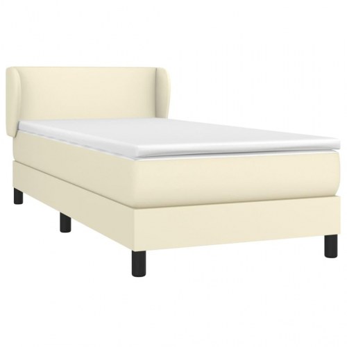 Kontinentalseng 100x200 cm med madras - kunstlæder, creme