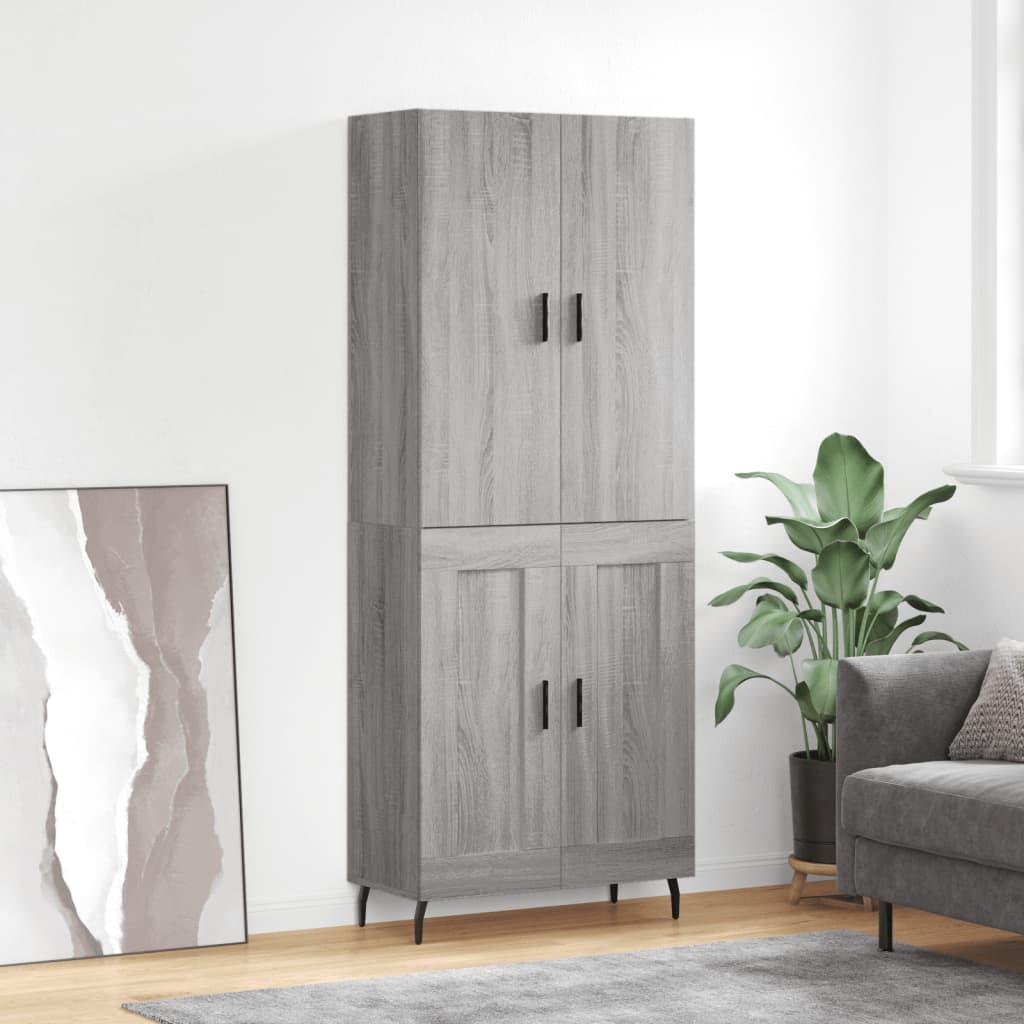 Højskab 69,5x34x180 cm konstrueret træ grå sonoma-eg