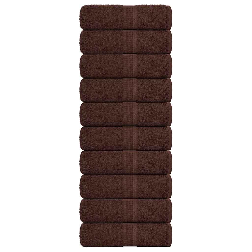 Gæstehåndklæder 10 stk. 30x50 cm 360 g/m2 100 % bomuld brun