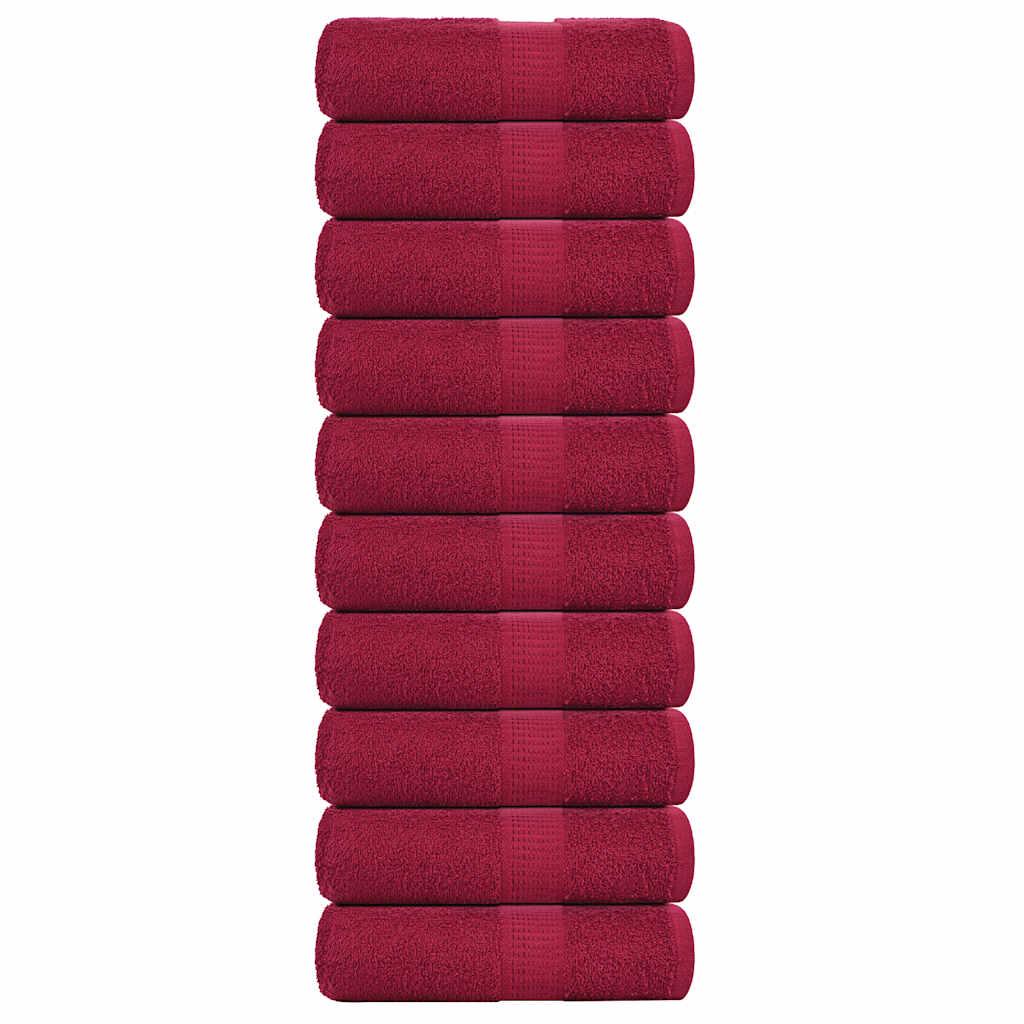 Gæstehåndklæder 10stk. 30x50cm 360g/m2 100 % bomuld bordeauxrød