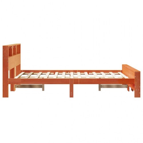 Sengestel med hylde - voks brun 150 x 200 cm