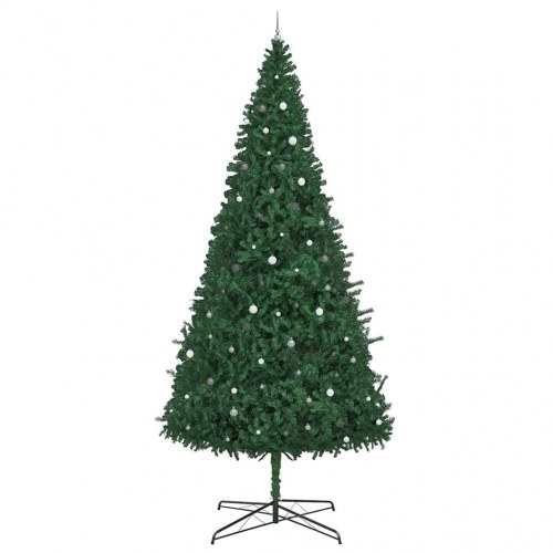 Juletræ med dekorative strenglamper grøn 400 cm PVC