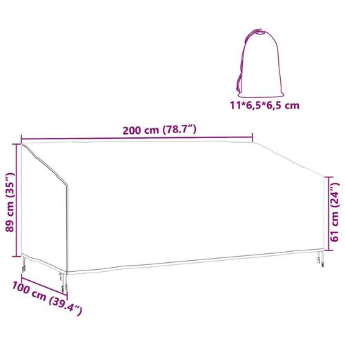 Udendørs møbelovertræk Sort 200 x 100 x 89 cm 210D oxford stof