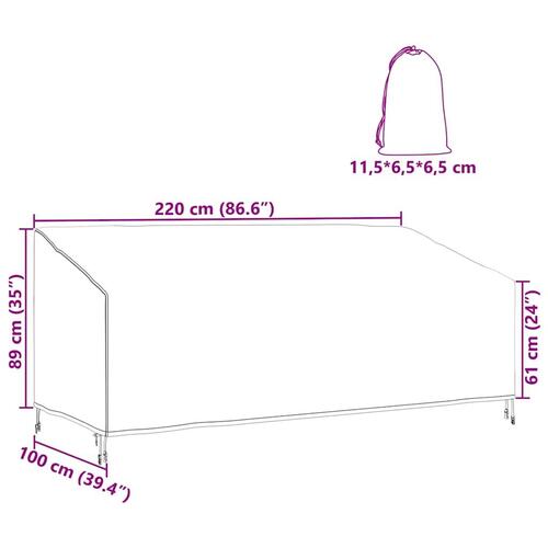 Udendørs møbelovertræk Sort 220 x 100 x 89 cm 420D oxford stof