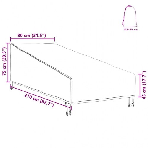 Udendørs møbelovertræk Sort 210 x 80 x 75 cm 210D oxford stof