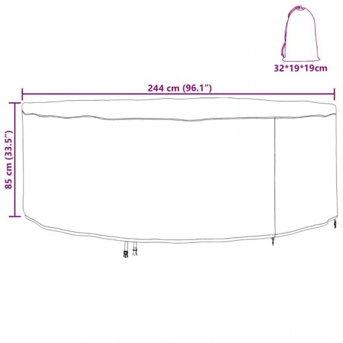 Overtræk til havemøbler Sort 244 x 244 x 85 cm 210D oxford stof
