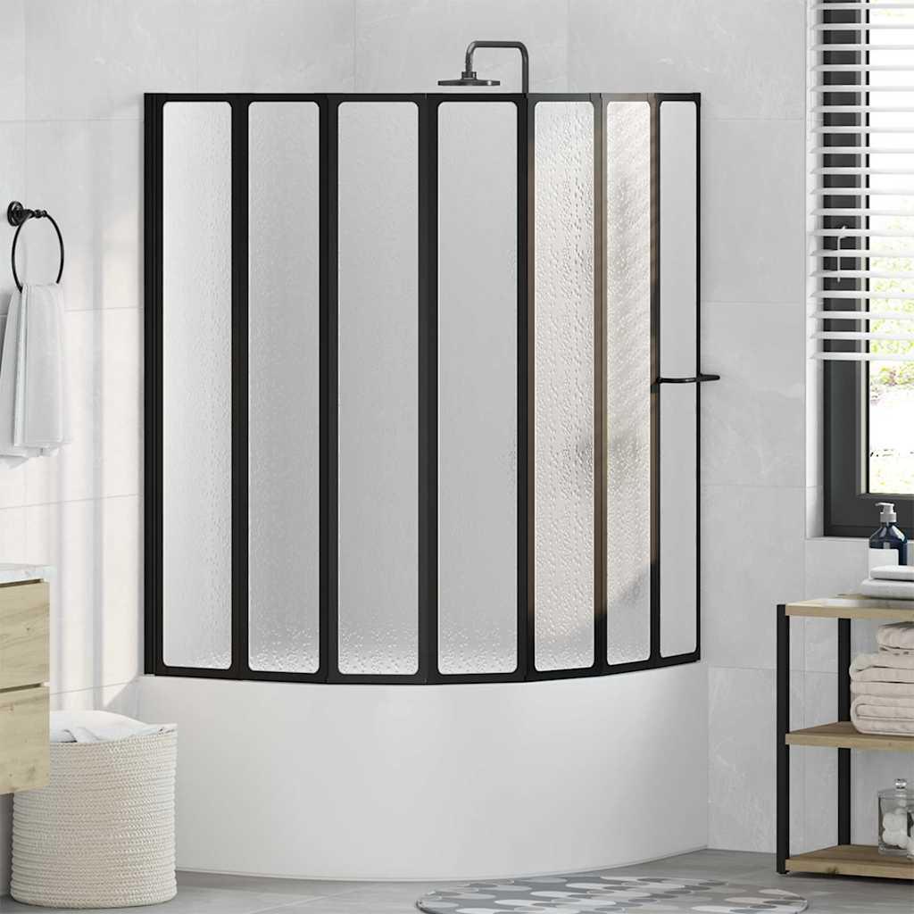 Foldbar brusevæg i sort aluminium - 168 × 140 cm