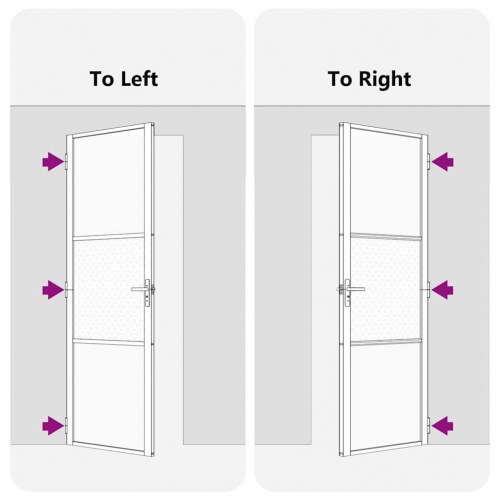 Indvendig Dør Sort 76 x 201.5 cm hærdet glas og Aluminium